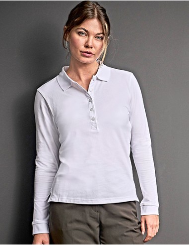T-146-Womens Luxury Stretch Long Sleeve Polo